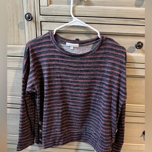 Moa Moa Burgundy and Charcoal Striped Tee